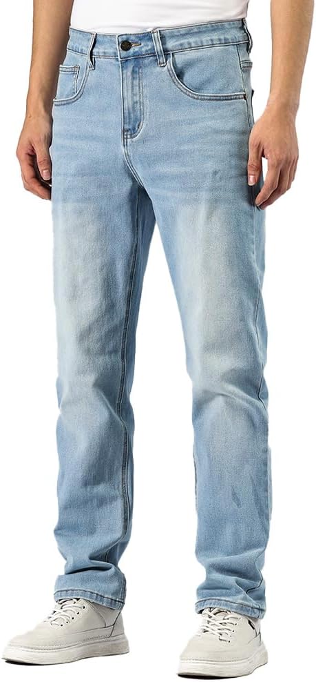 Men’s Baggy Stretch Straight Fit Work Jeans Loose Casual Denim Pants