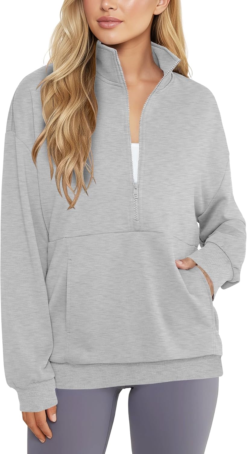 Women’s Quarter Zip Lightweight Pullover Hoodie Casual Workout Jacket