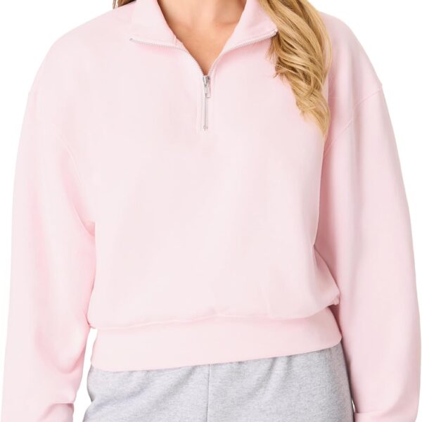 Women’s Quarter Zip Fleece Blend Pullover Sweatshirt