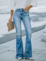 Women’s High Waisted Bell Bottom Wide Leg Stretch Denim Jeans - Image 2