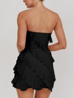Women’s Strapless Bodycon Mini Dress with Ruffle Trim - Image 2