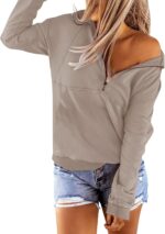 Women’s Long Sleeve Half Zip Pullover Sweatshirt Loose Casual Top - Image 2