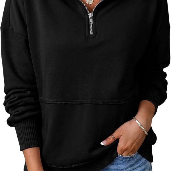Women’s Casual Half Zip Lightweight Sweatshirt Long Sleeve Pullover Top