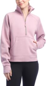 Women’s Ribbed Half Zip Pullover Sweatshirt Casual Loose Fit