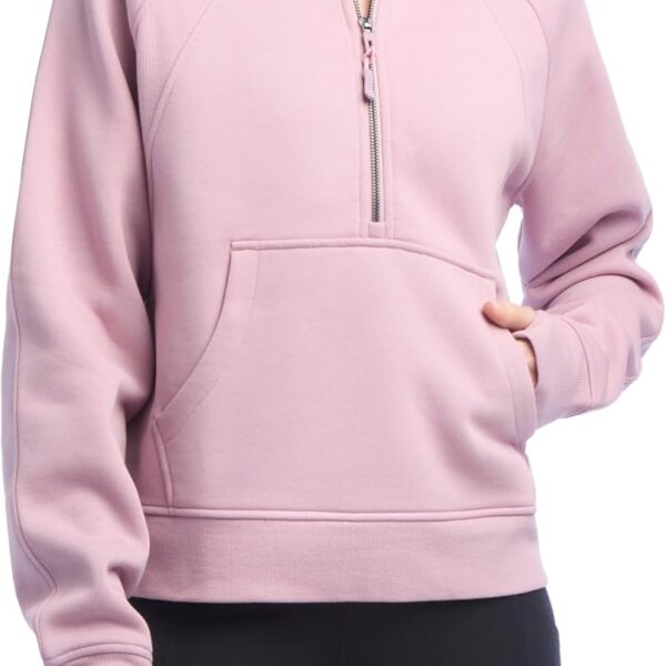 Women’s Ribbed Half Zip Pullover Sweatshirt Casual Loose Fit